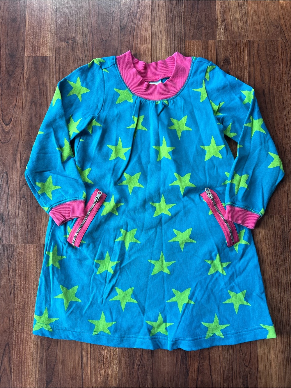 Hanna Andersson Girls 5 110 Blue Green Pink Star Print Cotton Dress